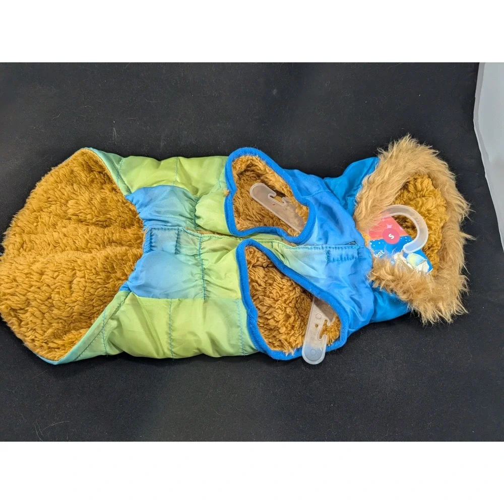 Vibrant Life Pet Jacket Blue Green Ombre Faux‎ Fur Dog Cat Coat Small 10-20lb